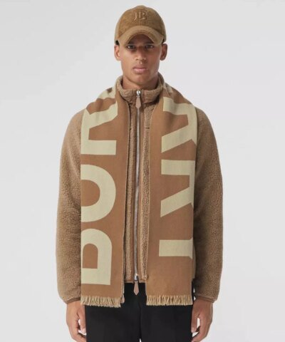 Burberry Men's Logo Wool Jacquard Scarf