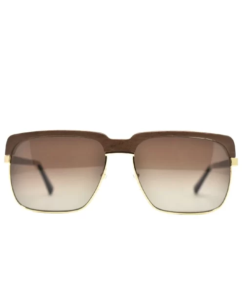 Gold and Wood Aston Wood/Metal Sunglasses