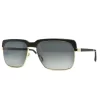Gold and Wood Riviera Wood/Metal Brow-Line Sunglasses