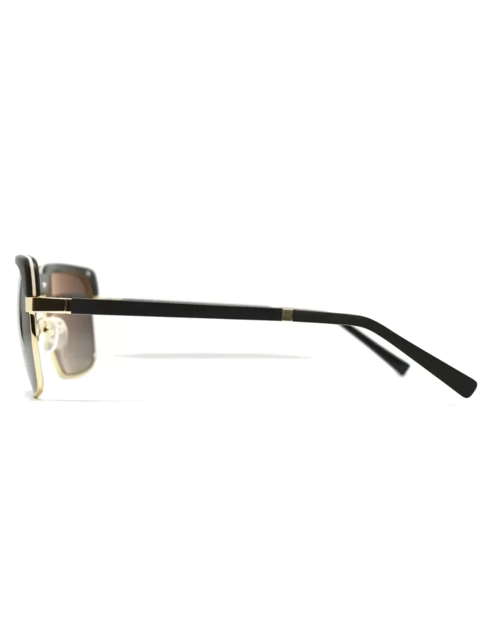 Gold and Wood Riviera Wood/Metal Brow-Line Sunglasses