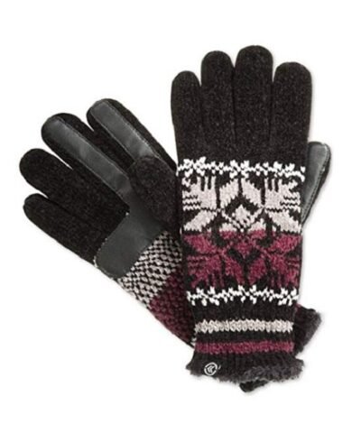 Isotoner Signature Chenille Snowflake Knit Palm SmarTouch Tech Gloves One Size