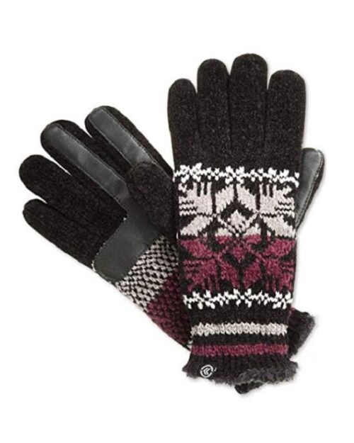 Isotoner Signature Chenille Snowflake Knit Palm SmarTouch Tech Gloves One Size