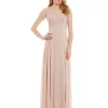 JS Collections Embellished Mesh & Chiffon Gown