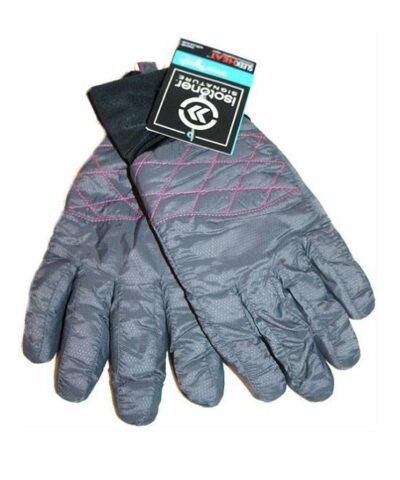 Isotoner Signature SmarTouch Tech Black With Pink Packable Ski Gloves