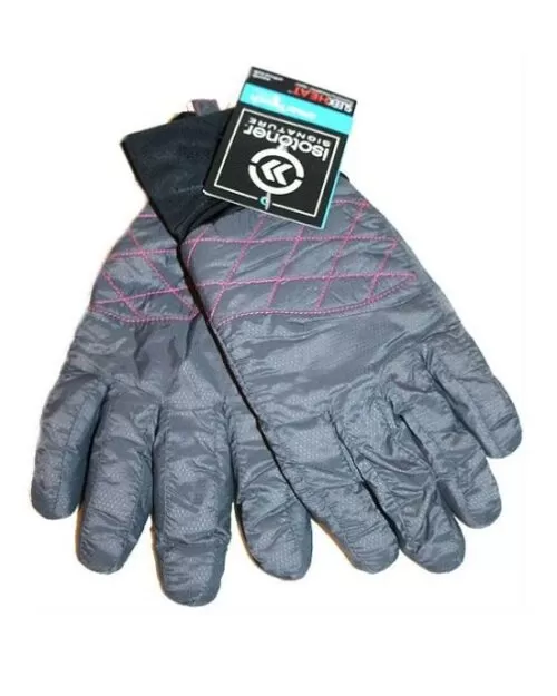 Isotoner Signature SmarTouch Tech Black With Pink Packable Ski Gloves