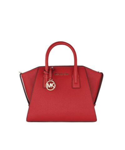 Michael Kors Avril Small Top Zip Flame Pebble Leather Satchel