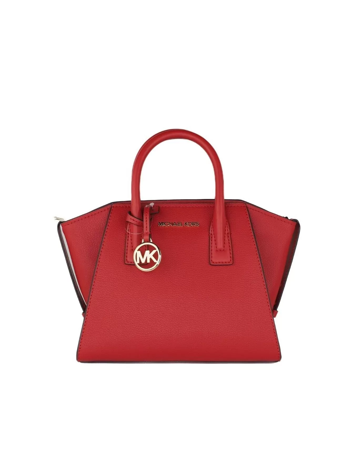 Michael Kors Avril Small Top Zip Flame Pebble Leather Satchel