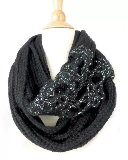 INC Crochet Flower Infinity Loop Cowl Scarf