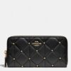Coach F15763 Accordion Zip Wallet With Quilted Calf Leather Black