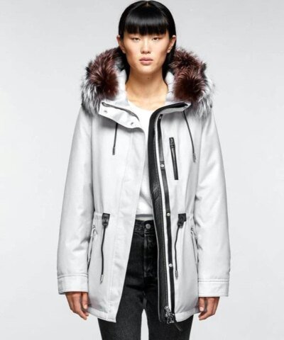 Mackage Chara DXR Down Twill Parka Coat, Light Grey
