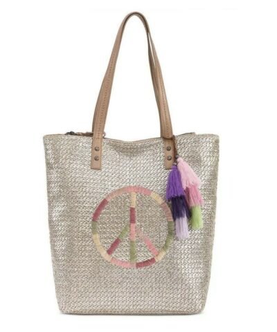 The Sak Palisade Metallic Tote Straw Canvas Bag