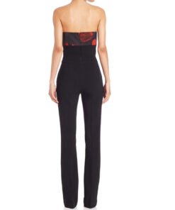 Escada Natural Strapless Rose-print Jumpsuit