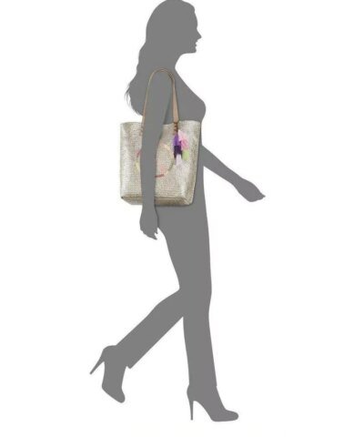 The Sak Palisade Metallic Tote Straw Canvas Bag