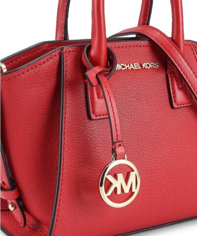 Michael Kors Avril Small Top Zip Flame Pebble Leather Satchel