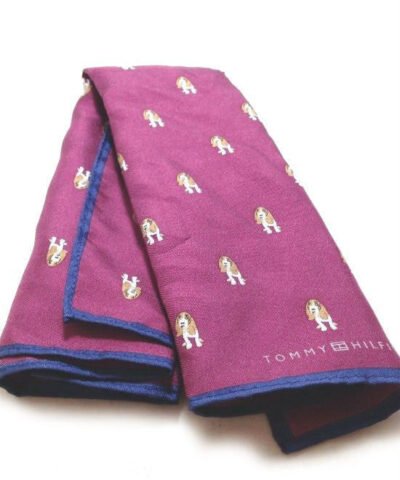 Tommy Hilfiger Maroon Hound Dog Pocket Square