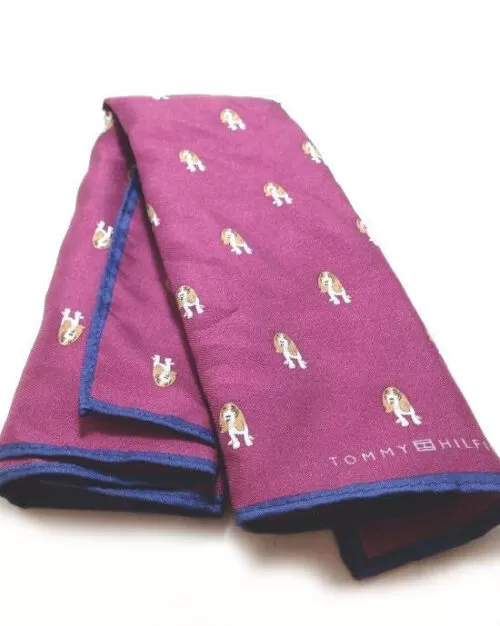 Tommy Hilfiger Maroon Hound Dog Pocket Square