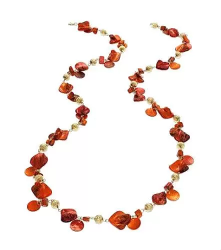 Style & Co Long Poppy Red & Beaded Gold-Tone Station Rope Necklace