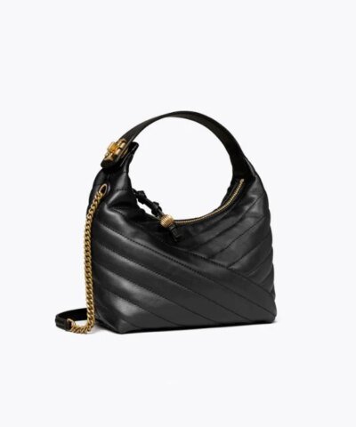 Tory Burch Black Kira Chevron Crescent Bag