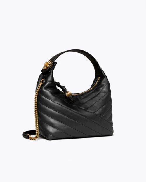 Tory Burch Black Kira Chevron Crescent Bag