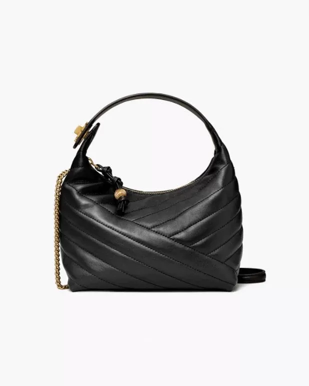 Tory Burch Black Kira Chevron Crescent Bag