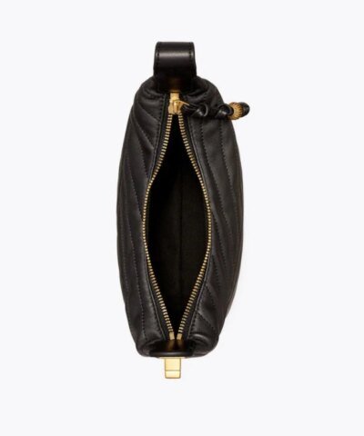 Tory Burch Black Kira Chevron Crescent Bag