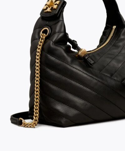 Tory Burch Black Kira Chevron Crescent Bag