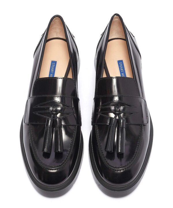 Stuart Weitzman Plum Shiny Tassel Loafers