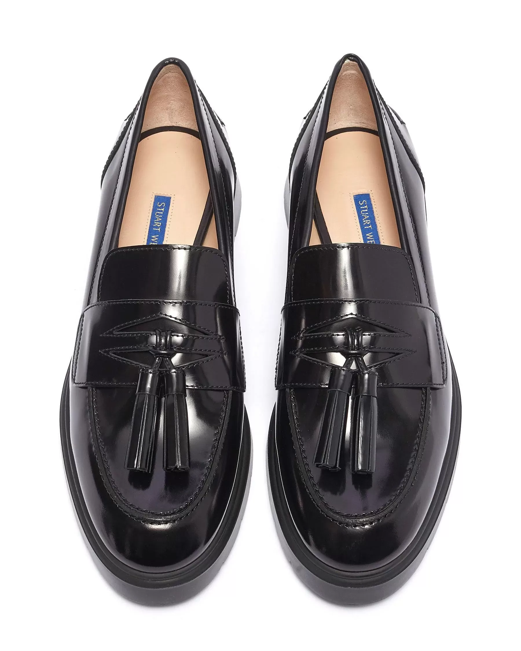 Stuart Weitzman Plum Shiny Tassel Loafers