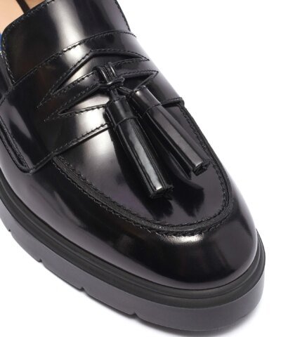 Stuart Weitzman Plum Shiny Tassel Loafers