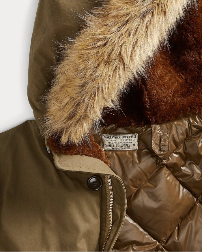 RRL Men's Green Shearling-Trim Down Parka