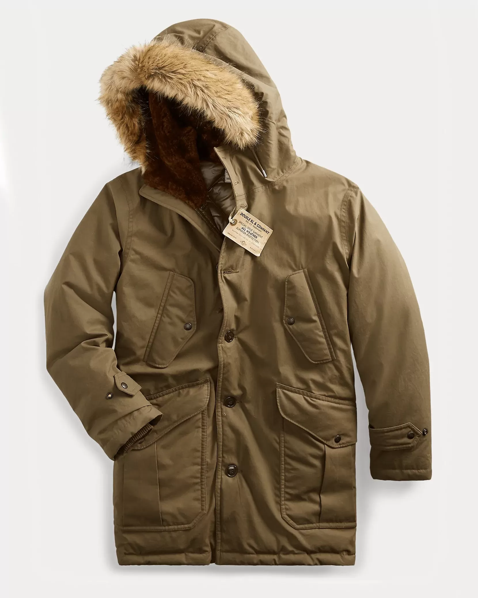 RRL Men's Green Shearling-Trim Down Parka