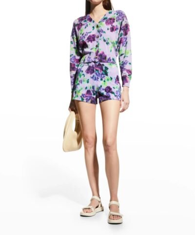 Kenzo Blurred Flowers Knit Mini Shorts