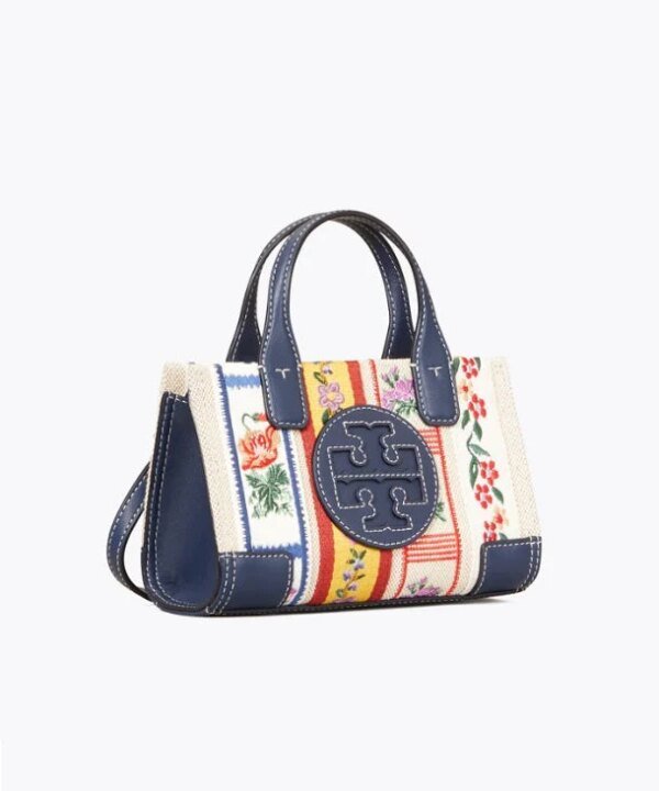 Tory Burch Ella Webbing Patchwork Micro Tote Bag
