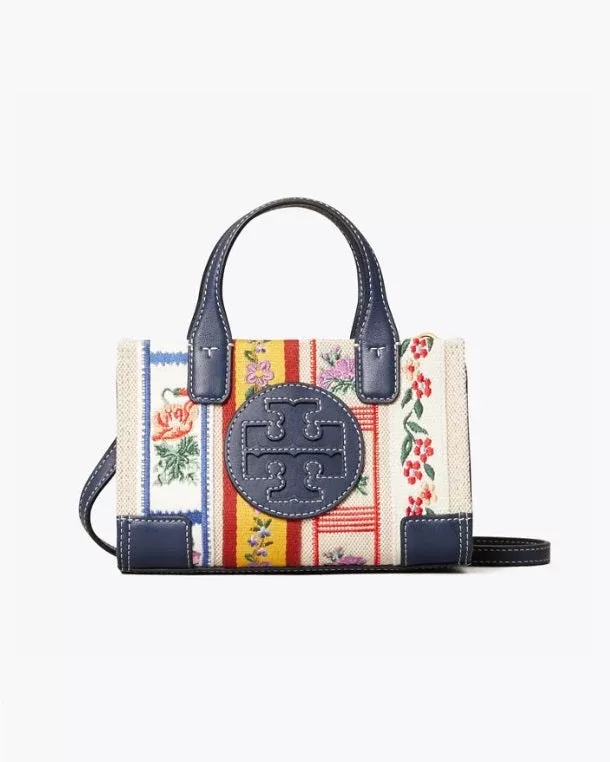 Tory Burch Ella Webbing Patchwork Micro Tote Bag