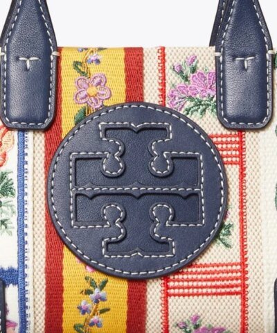 Tory Burch Ella Webbing Patchwork Micro Tote Bag