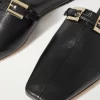 By Far Rado Buckled Creased Glossed-Leather Slippers In Black