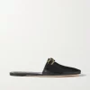 By Far Rado Buckled Creased Glossed-Leather Slippers In Black
