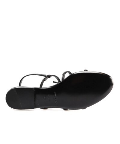 Saint Laurent Cassandra Leather Flat Sandals
