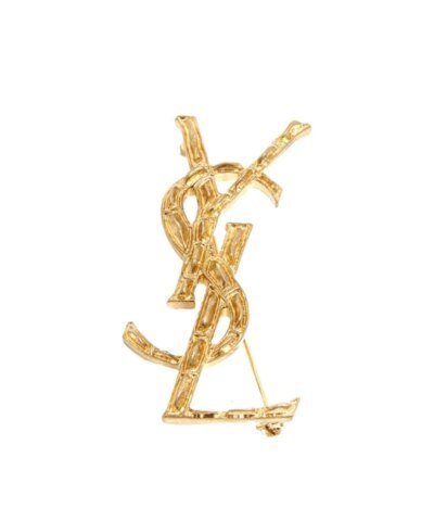 Saint Laurent Opyum YSL Crocodile Brooch Gold Brass