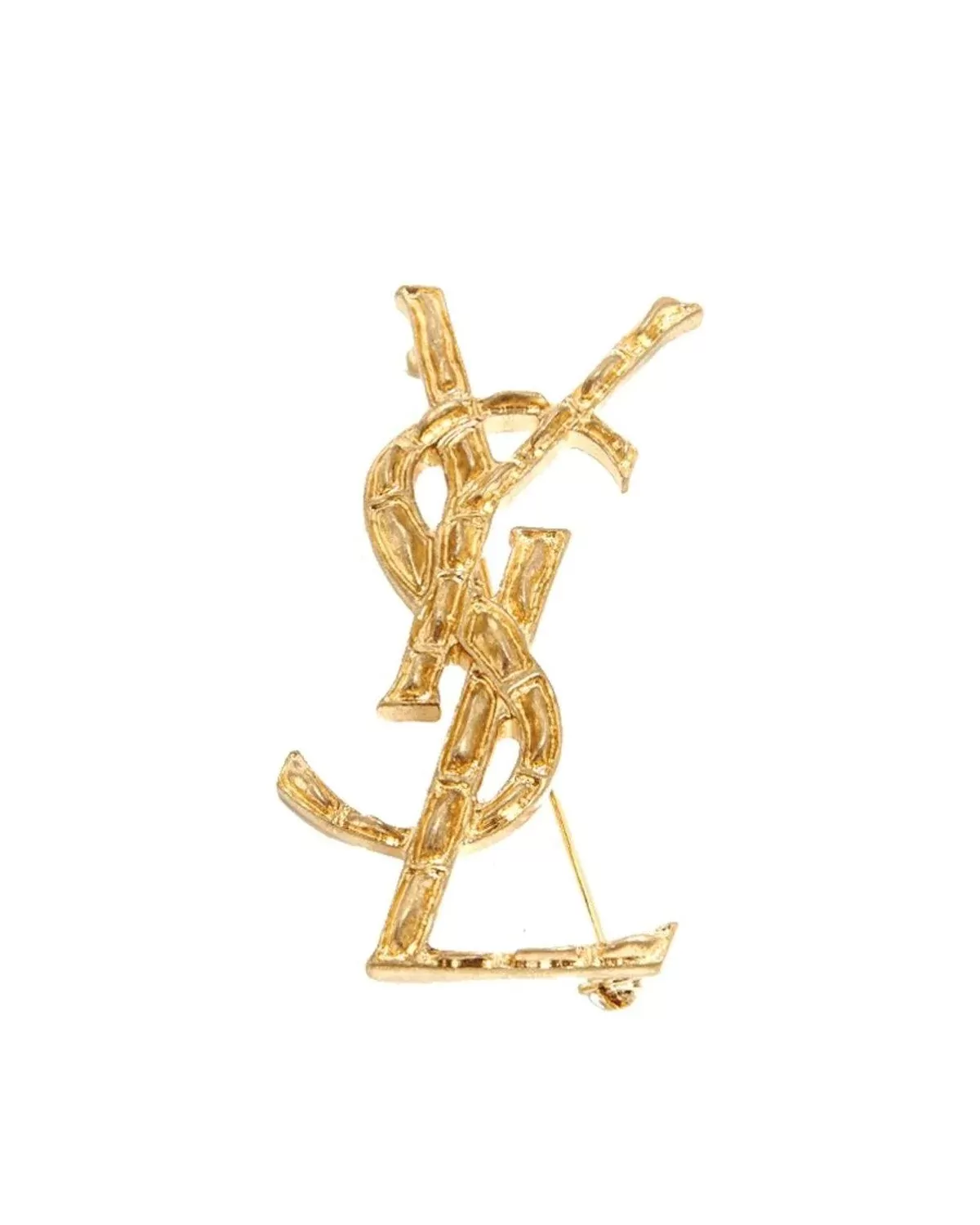 Saint Laurent Opyum YSL Crocodile Brooch Gold Brass