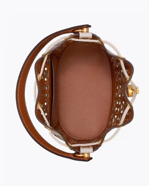 Tory Burch T Monogram Laser-Cut Leather Bucket Bag