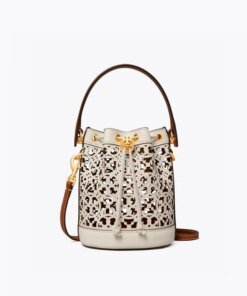 Tory Burch T Monogram Laser-Cut Mini Bucket Bag