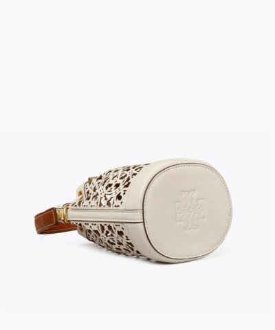 Tory Burch T Monogram Laser-Cut Mini Bucket Bag