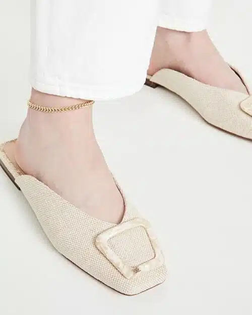 Sam Edelman Lavina Buckle Mule In Natural Linen