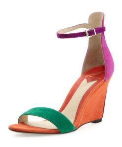 B Brian Atwood Roberta Suede Wedge Sandal, Orange