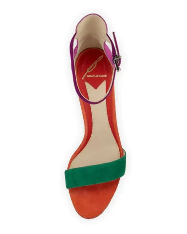 B Brian Atwood Roberta Suede Wedge Sandal, Orange-B BRIAN ATWOOD-Fashionbarn shop