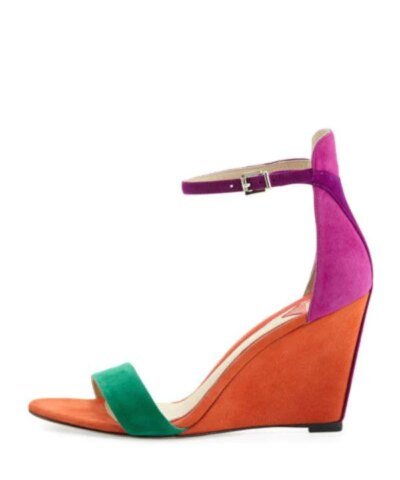 B Brian Atwood Roberta Suede Wedge Sandal, Orange-B BRIAN ATWOOD-Fashionbarn shop
