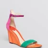 B Brian Atwood Roberta Suede Wedge Sandal, Orange-B BRIAN ATWOOD-Fashionbarn shop