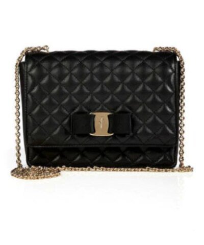 SALVATORE FERRAGAMO Black Ginny Leather Shoulder Bag