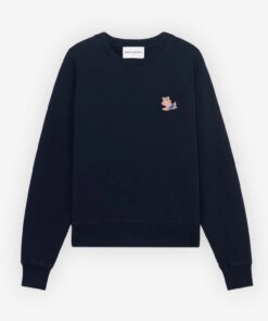 Maison Kitsuné Frenchie Dressed Fox Patch Adjusted Sweatshirt In Navy